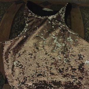 Gold sequined crop top